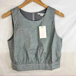 ACHRO Womens Full Zip Pinstripe Sleeveless Croptop Sz M Modern Minimalist NWT